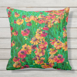 赤とオレンジのヘレニウムの多孔 アウトドアクッション