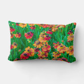 赤とオレンジのヘレニウムの多孔 ランバークッション (裏面)