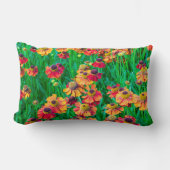 赤とオレンジのヘレニウムの多孔 ランバークッション (正面)