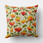 赤とオレンジのポピーパターン クッション (裏面)