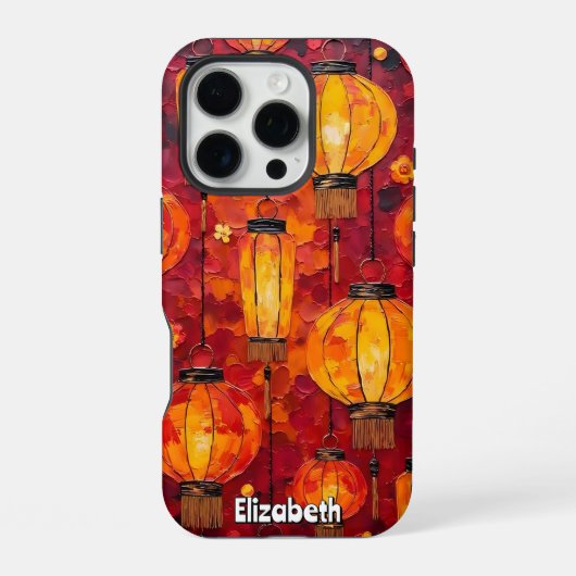 赤とオレンジのランタン iPhoneケース (裏面)