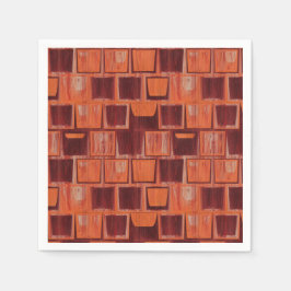 赤とオレンジの幾何学的セラミックタイル スタンダードカクテルナプキン