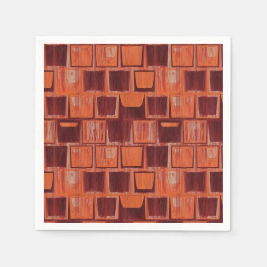 赤とオレンジの幾何学的セラミックタイル スタンダードカクテルナプキン (正面)