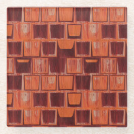 赤とオレンジの幾何学的 ガラスコースター