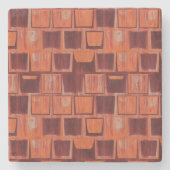 赤とオレンジの幾何学的 ストーンコースター (正面)