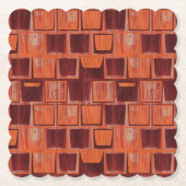 赤とオレンジの幾何学的 ペーパーコースター (正面)