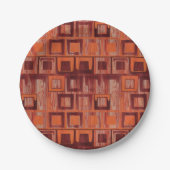 赤とオレンジの幾何学的 ペーパープレート (正面)