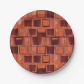 赤とオレンジの幾何学的 ペーパープレート (正面)