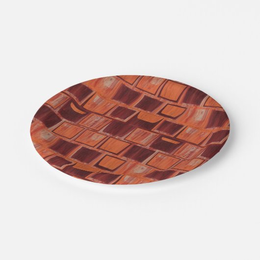 赤とオレンジの幾何学的 ペーパープレート (アングル)