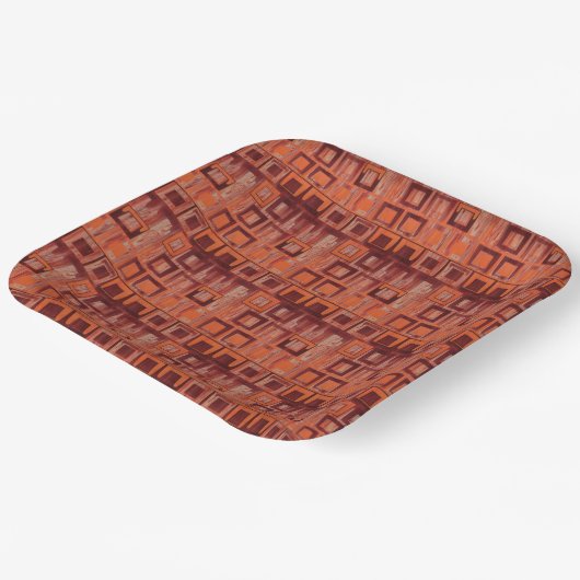 赤とオレンジの幾何学的 ペーパープレート (傾斜あり)