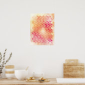 赤とオレンジの幾何学的 ポスター (キッチン)