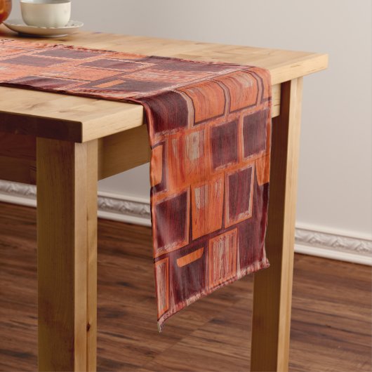 赤とオレンジの幾何学的 ミディアムテーブルランナー (インサイチュ)