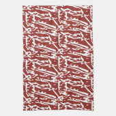 赤とオレンジの抽象芸術シェイプがブレンドされ、 キッチンタオル (縦)