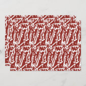 赤とオレンジの抽象芸術シェイプがブレンドされ、 招待状 (正面/裏面)