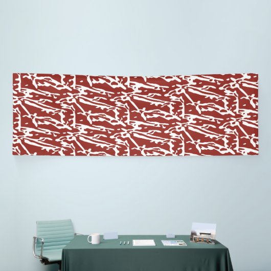 赤とオレンジの抽象芸術シェイプがブレンドされ、 横断幕 (トレードショー)