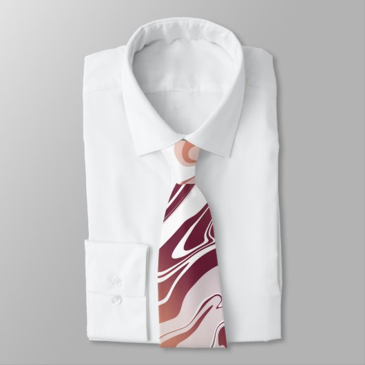 赤とオレンジの抽象芸術液大理石グラデーション ネクタイ (タイ)