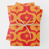 赤とオレンジの染み模様の原子スターバスト ラッピングペーパーシート (インサイチュ)