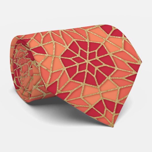 赤とオレンジの模様のネックタイ ネクタイ (ロール)