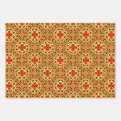 赤とオレンジの民族東洋の幾何学模様 ラッピングペーパーシート (正面3)