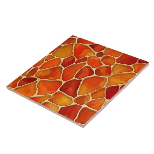 赤とオレンジの水のカラーセル抽象芸術 タイル (側面)