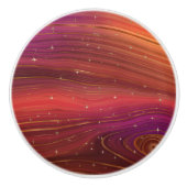 赤とオレンジの淡い溶融地層 セラミックノブ (正面)