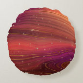 赤とオレンジの淡い溶融地層 ラウンドクッション (正面)