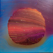 赤とオレンジの淡い溶融地層 ラウンドクッション