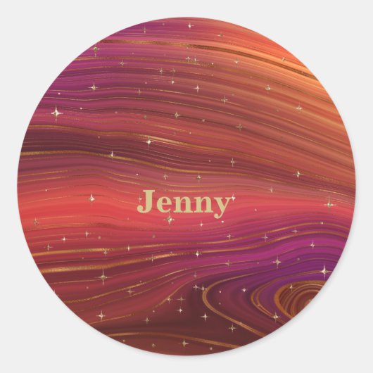 赤とオレンジの淡い溶融地層 ラウンドシール (正面)