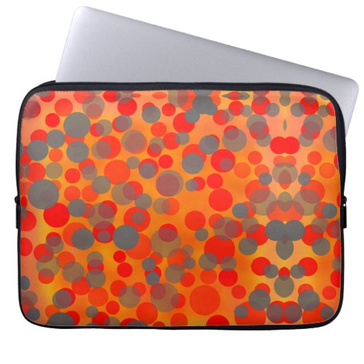 赤とオレンジの点 ラップトップスリーブ (正面)