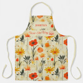赤とオレンジの禅フローラ抽象芸術 エプロン (正面)
