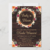 赤とオレンジの秋の花のリース ベビーシャワー 招待状 (正面)