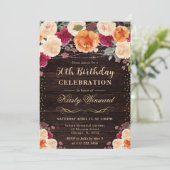 赤とオレンジの秋の花の誕生日 招待状 (スタンド正面)