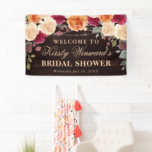 赤とオレンジの秋の花 ブライダルシャワー 横断幕 (インサイチュ)