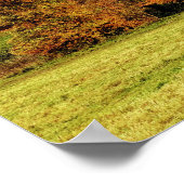 赤とオレンジの秋の風景 ポスター (角)