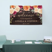 赤とオレンジの秋秋結婚の花 横断幕 (トレードショー)