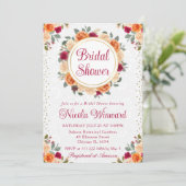 赤とオレンジの秋花リースブライダルシャワー 招待状 (スタンド正面)