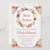 赤とオレンジの秋花リース甘い16 招待状 (正面)