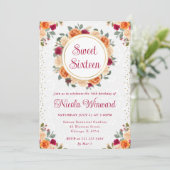 赤とオレンジの秋花リース甘い16 招待状 (スタンド正面)