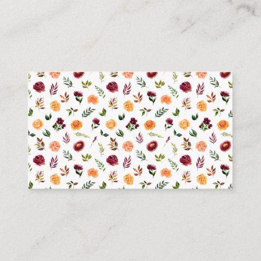 赤とオレンジの結婚花は贈り物のメモ エンクロージャーカード (裏面)