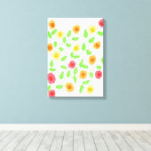 赤とオレンジの花が咲くウォールアート キャンバスプリント (インサイチュ (ウッドフロア))