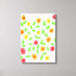 赤とオレンジの花が咲くウォールアート キャンバスプリント