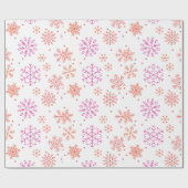 赤とオレンジの雪の結晶のクリスマモダンス ラッピングペーパー (フラット)