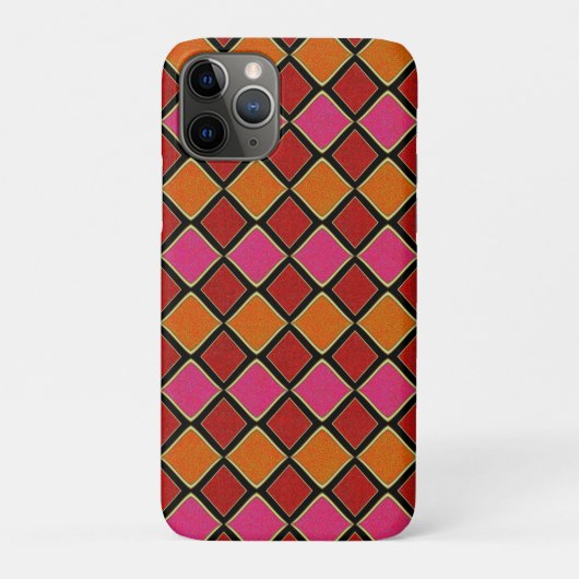 赤とオレンジの鮮やかなハーレクイン ダイヤモンド柄 Case-Mate iPhoneケース (裏)