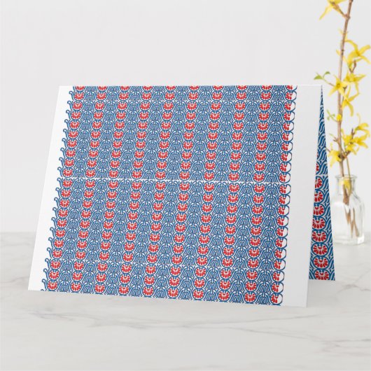 赤とオレンジ絵を描が一緒に渦巻き、Vを作成 カード (黄色い花)