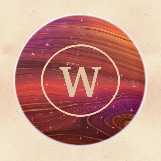 赤とオレンジ色の薄いイニシャル セラミックノブ