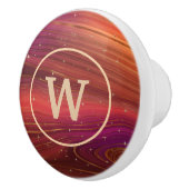 赤とオレンジ色の薄いイニシャル セラミックノブ (右)