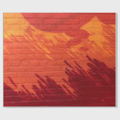 赤とオレンジ色彩の鮮やかのれんが壁 ラッピングペーパー (フラット)