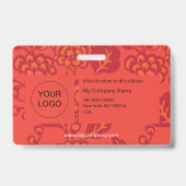 赤とオレンジ鮮やかと花はっきりした柄が悪い バッジ (裏面)