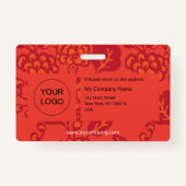 赤とオレンジ鮮やかと花はっきりした柄が悪い バッジ (裏面)