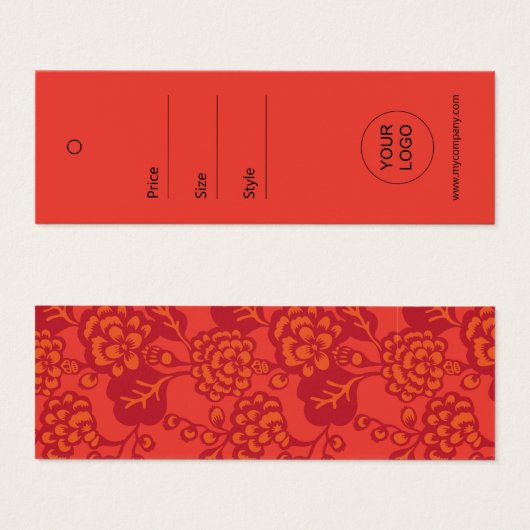 赤とオレンジ鮮やかと花はっきりした柄ラベル (正面&裏面)